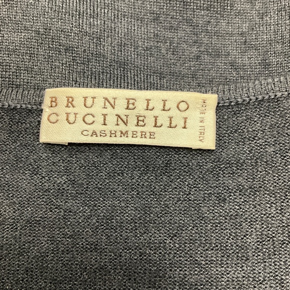 BRUNELLO CUCINELLI NAVY BOATNECK CASHMERE SILK LIGHTWEIGHT SWEATER - Picture 4 of 6